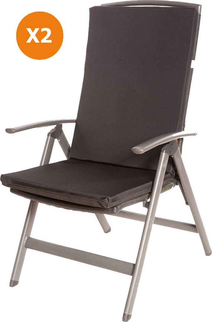 Stuhlkissen 2er set | Sitzkissen 110x47x4cm Schwarz | Produktbild 