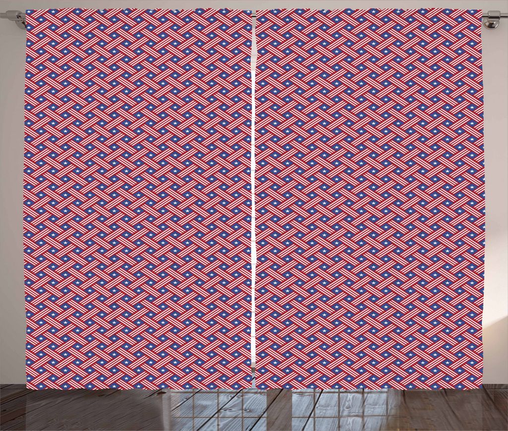 ABAKUHAUS 4. Juli Rustikaler Gardine, Diagonale Streifen, Schlafzimmer Kräuselband Vorhang mit Schlaufen und Haken, 280 x 225 cm, Violettblau Wei...
