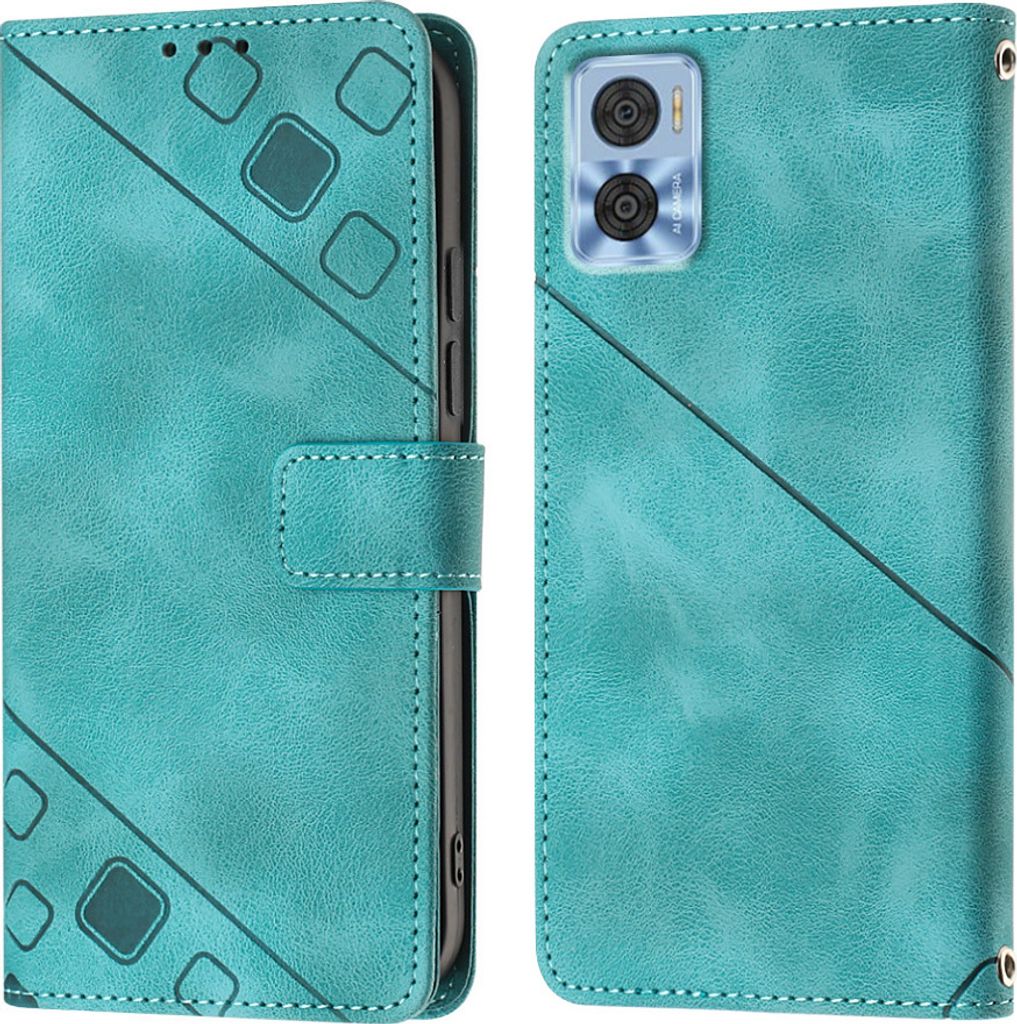 Hülle für Motorola Moto E22i 4G/E22 4G Prägung Flip Leder Brieftasche Schutzhülle mit Ständer Grün