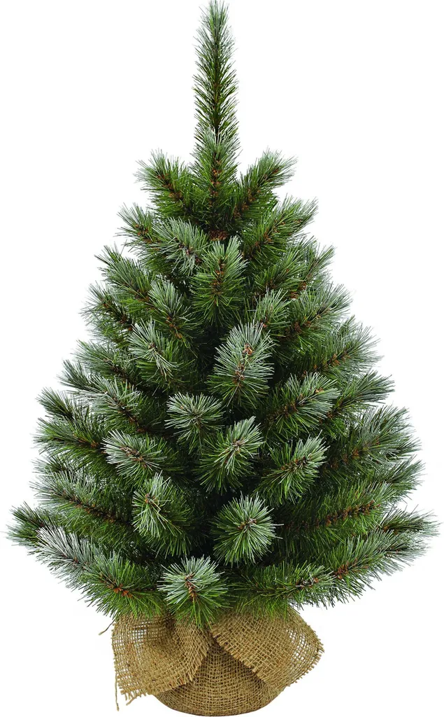 Arbre de Noël Pittsburgh Vert Givré avec Socle en Jute Naturelle 60cm