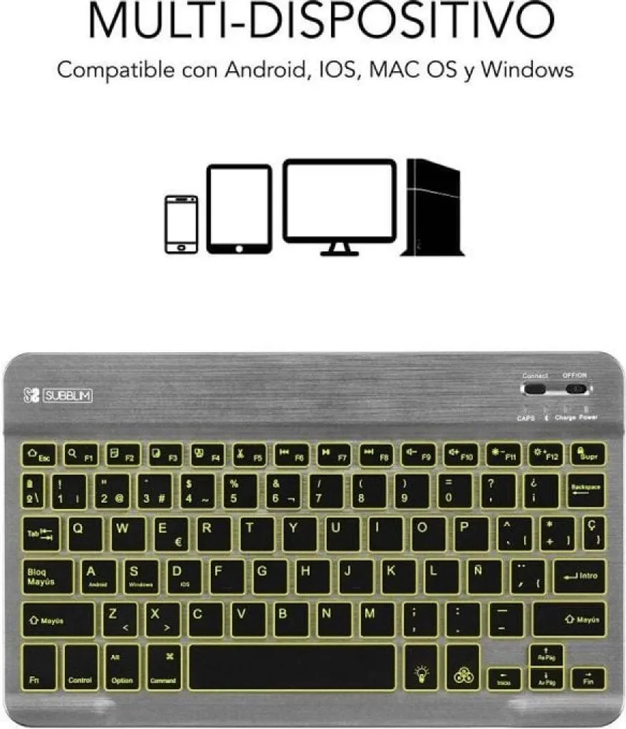 Clavier Bluetooth Silencieux Subblim Smart pour travailler dans le noir Gris