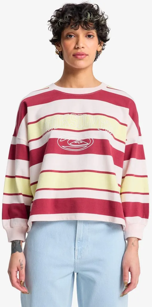 Quiksilver Bright Crew Burnt Russet Stripes S - Sweat Rayé pour Homme