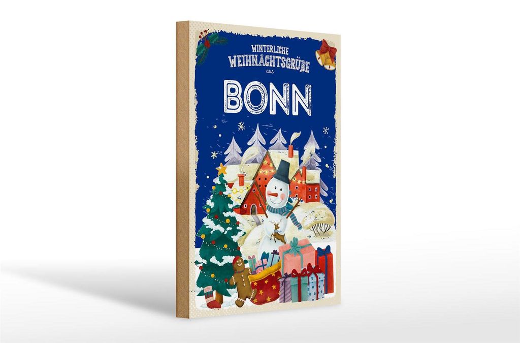 Holzschild Weihnachtsgrüße aus BONN Geschenk 20x30cm
