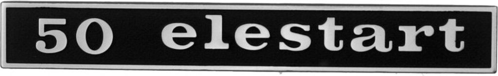 RMS Emblem / Schriftzug "50 elestart" kompatibel mit Vespa V50 elestart Modelle - 2 Pins 132x17mm Lochabstand 110mm