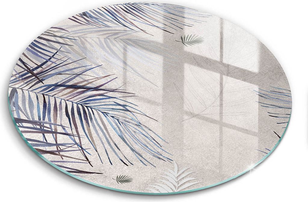 Glasschneideplatte - Herdabdeckplatte - fi40 cm -Schneidebrett - Spritzschutz - Subtile Blätter