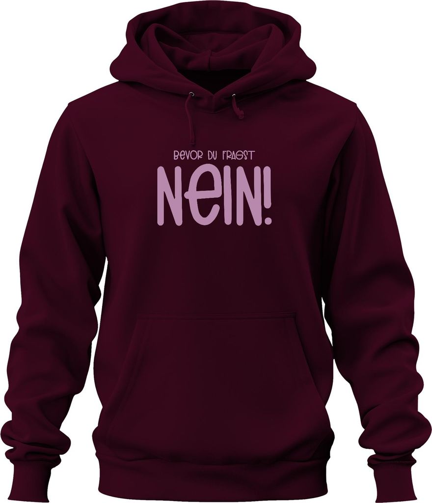 Bevor du fragst nein! sarkastisch humorvoll geschenkidee frech Uni Hoodie Kapuzenpullover, Burgundy, L