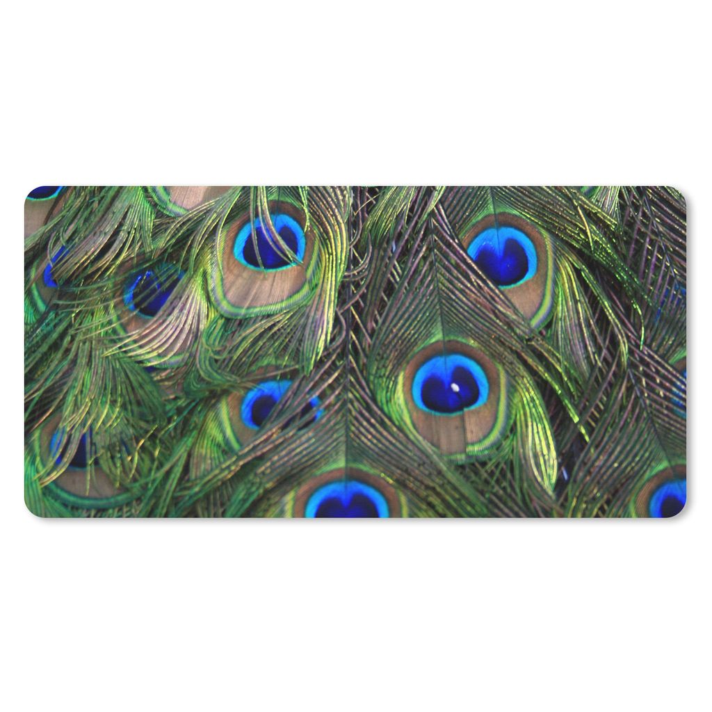 MuchoWow Mauspad Mousepad Nahaufnahme von Pfauenfedern 60x30 cm - Mousepads - Maus Mat - Pad - Mausunterlage - Nachhaltig