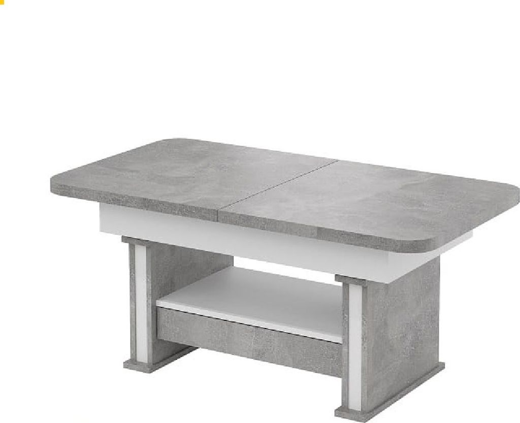 Design Couchtisch DA-555 höhenverstellbar ausziehbar Tisch Schublade Esstisch Wohnzimmer abgerundete Ecken