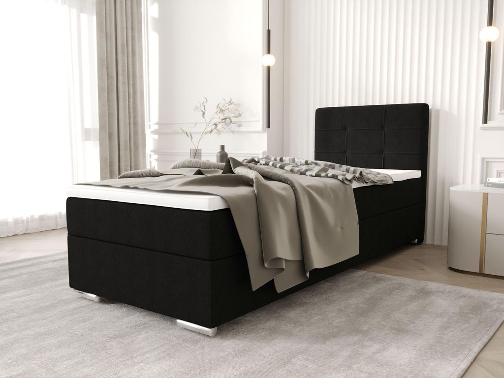 BEDANTE Boxbett ZILANO 1 80x200 Cosmic 100 Rechts Öffnung Bett Bettkasten Einzellbett Hotelbett Topper Matratze Schlafzimmer Stauraum