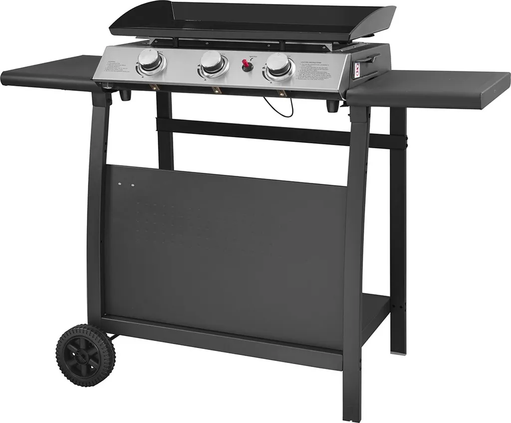 Grande Plancha à poser sur chariot gaz 3 feux SÉVILLE en acier noir