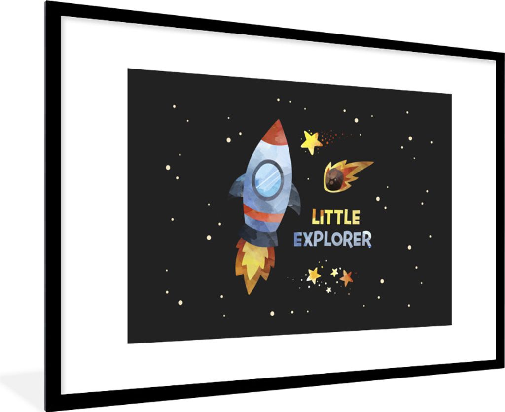 MuchoWow Gerahmtes Poster Zitate - 'Kleiner Entdecker' - Sprichwörter - Kinder - Junge - Mädchen - Kinder 90x60 cm - Poster mit Schwarzem Bilde...