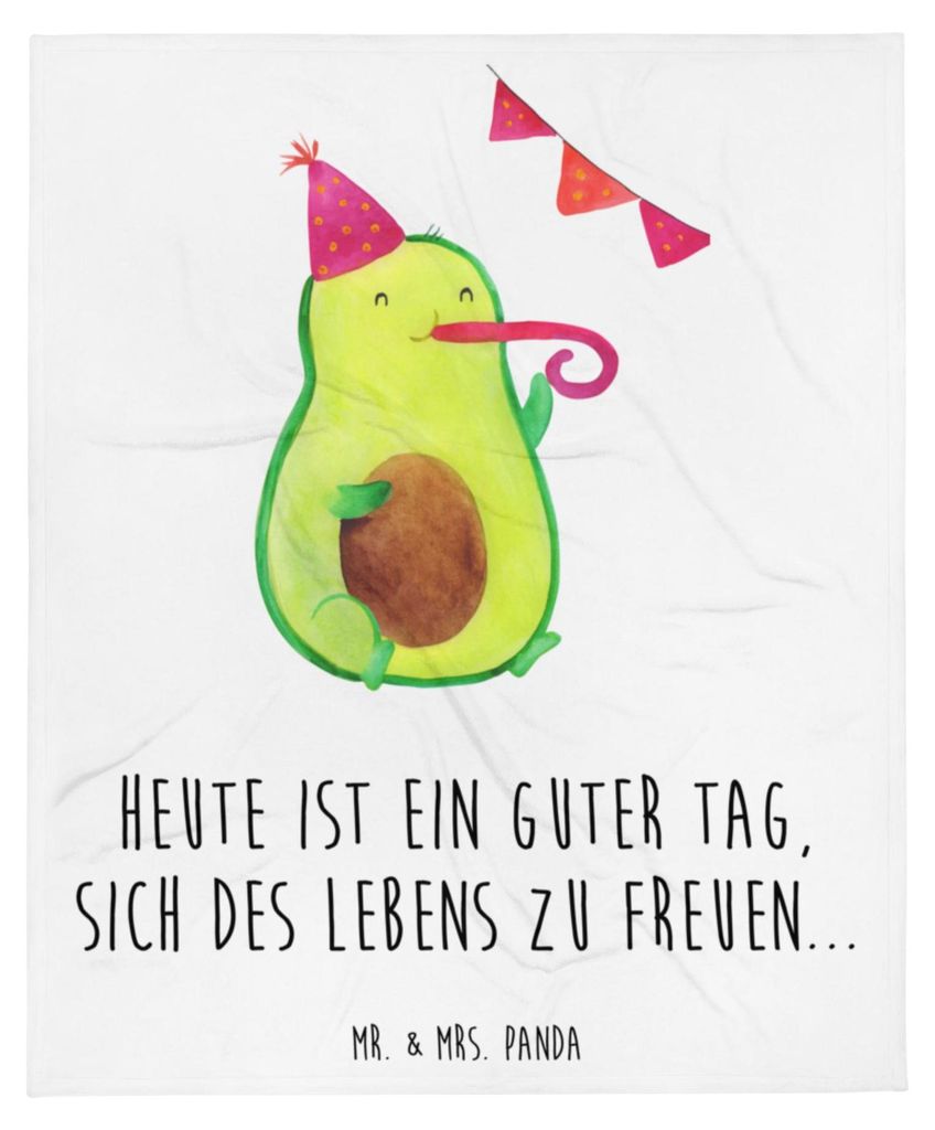 Mr. & Mrs. Panda Decke Avocado Party - Weiß - Geschenk, Plaid, Happy Birthday, Avocados, Prüfung, Geburtstag, Bettdecke, Sofaüberwurf, Bettüber...