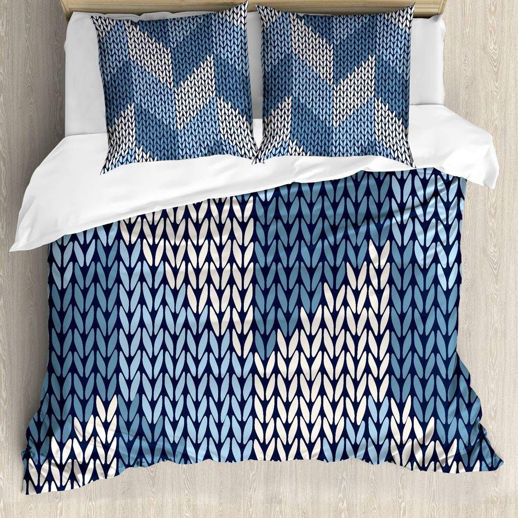 ABAKUHAUS Blau Bettbezug, Nordic skandinavischen Retro, Milbensicher Allergiker geeignet mit Kissenbezügen, 155 cm x 220 cm - 80 x 80 cm, Blassbla...