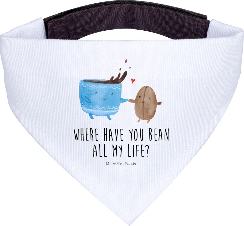 Mr. & Mrs. Panda Halstuch Für Hunde Kaffee Bohne - Weiß - Geschenk, Kaffeebohne, Hund, Zufriedenheit, Hunde-Halstuch, Lustige Sprüche, Glück, G...