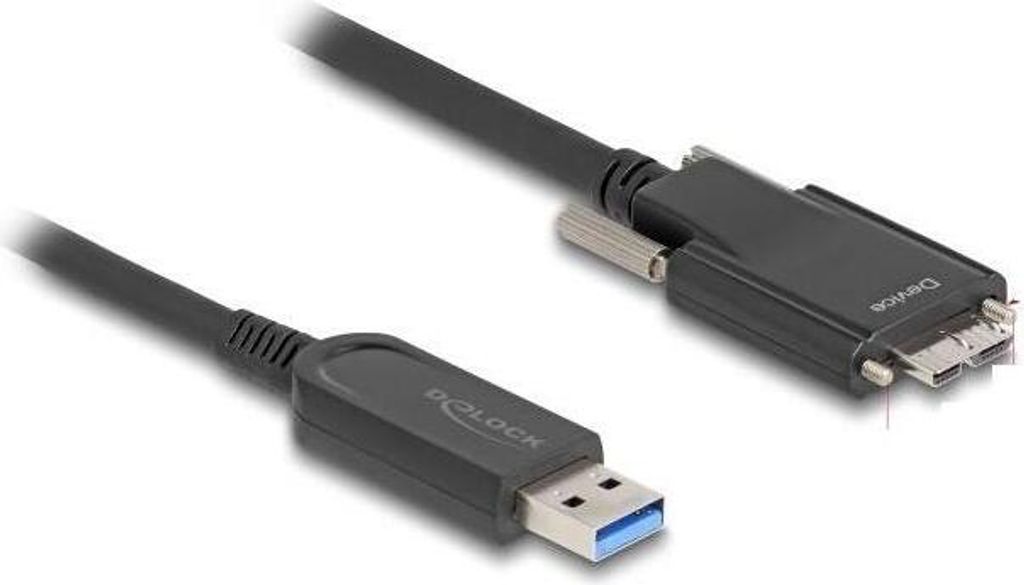 Delock - USB-Kabel - USB Typ A (M) zu Micro-USB Typ B (M) schraubbar - USB 2.0 - 900 mA - 5 m - bis zu 10 Gbps Datentransferrate, Active Optical Ca...