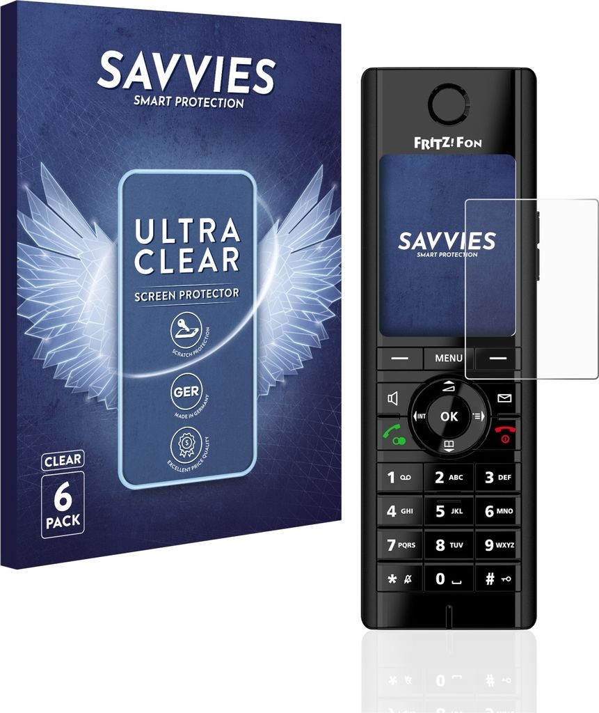 6x Für AVM Fritz!Fon C5 Schutzfolie Savvies Displayschutz Display Schutz Folie Klar Transparent