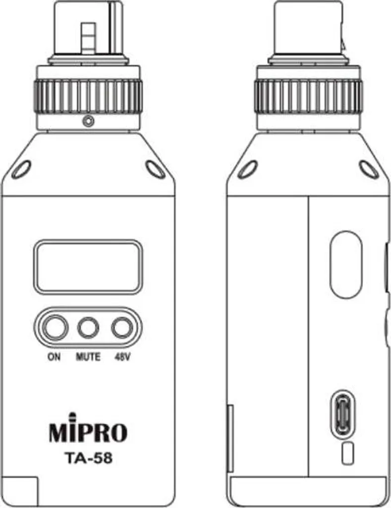Émetteur Mipro TA-58 avec Alimentation Fantôme 48V pour Micros à Condensateur
