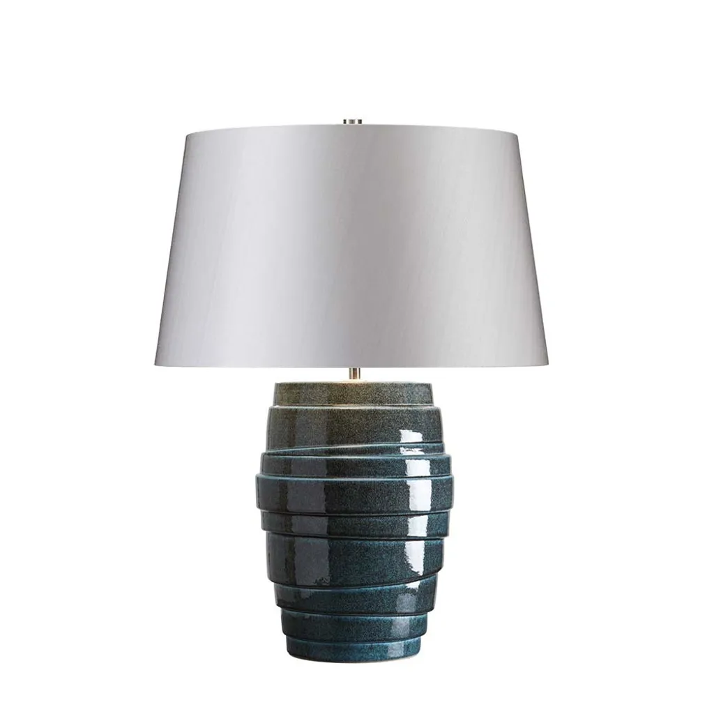 Lampe de table Elstead Neptune en porcelaine bleue et argentée E27