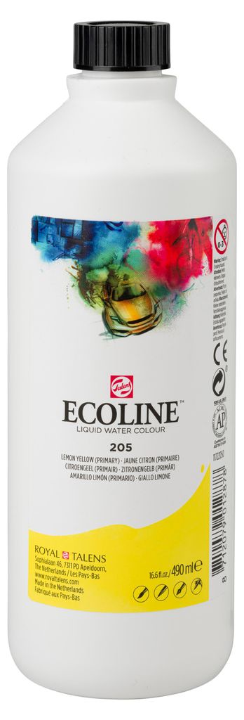 Ecoline tekutá akvarelová láhev 490 ml citronově žlutá Obrázek produktu 
