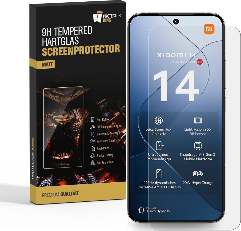 4x 9H Panzerglas für Xiaomi 14 Matt ANT-Reflex echtes Tempered Glass Panzerfolie Displayschutz Schutzglas Schutzfolie Screen-Protector