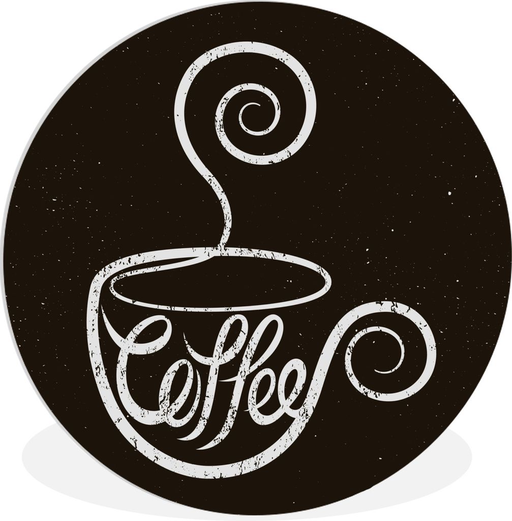 MuchoWow Rundes Wandbild - Runde Bilder Kaffee - Zitate - Vintage - Kreidetafel - Sprüche Ø 30 cm Kreis Wanddekoration Kunststoff - Wandkreis -...