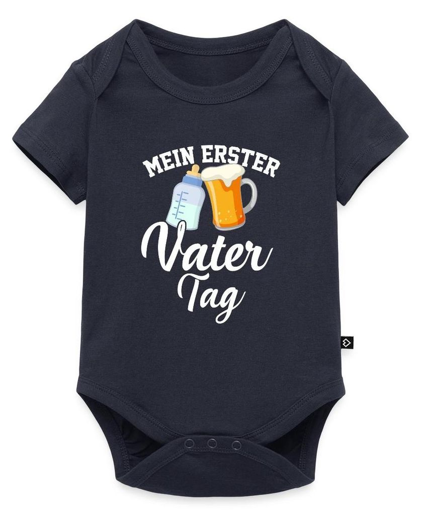 Spreadshirt Mein Erster Vatertag / Bester Papa Kurzarm Tages Baby Body, 86 (12-18 M.), Navy