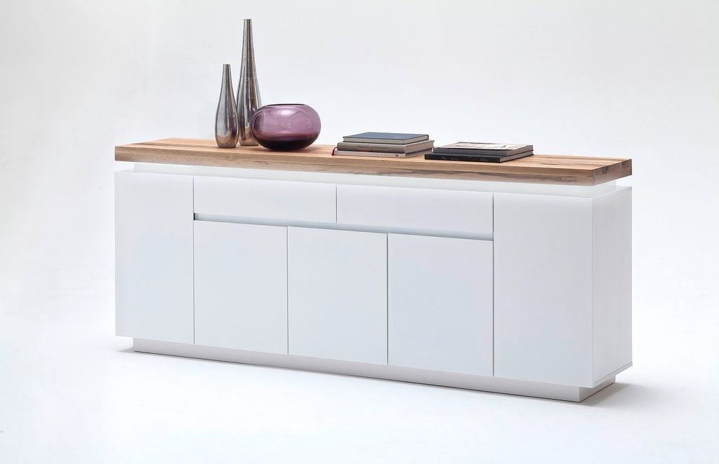 Sideboard Schrank weiß matt MDF Eiche massiv Tür Schublade lackiert 200 cm