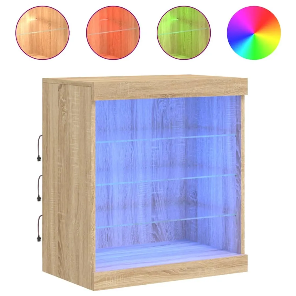 Credenza con luci LED Rovere Sonoma 163x37x67 cm | Leroy Merlin