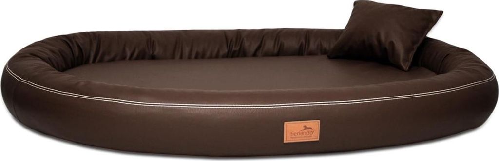 tierlando Orthopädisches Hundebett GILBERT ORTHO Hair-Protect LATEX Kunstleder - Größe: 85x65cm | Farbe: 01 Braun