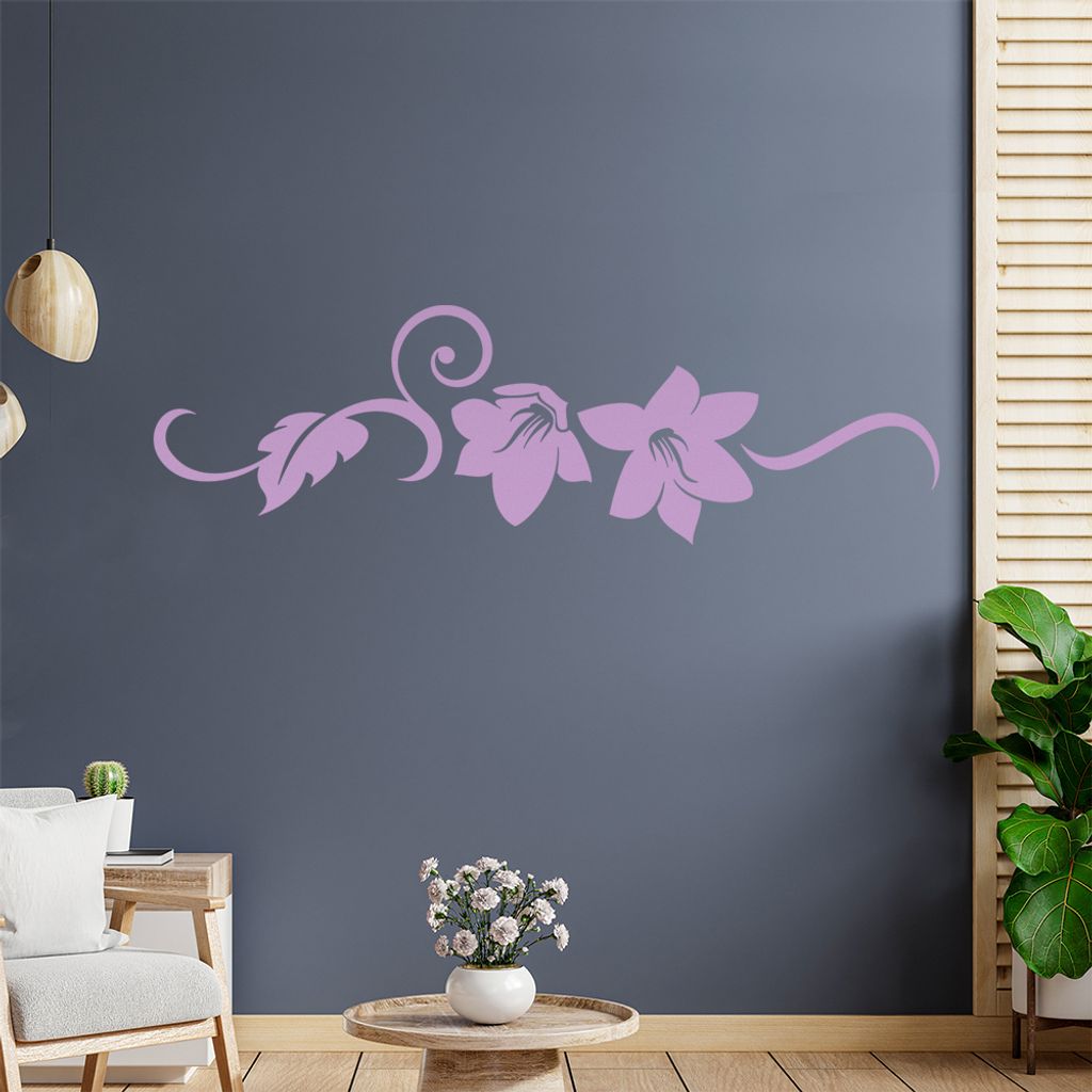 Blume - Linien Wandtattoo in 6 Größen - Wandaufkleber Wall Sticker - Dekoration, Küche, Wohnzimmer, Schlafzimmer, Badezimmer