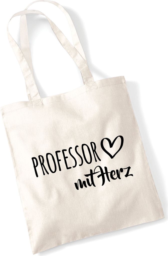 Huuraa Jutebeutel Professor mit Herz 10 Liter Natural Baumwolle Tasche Geschenkidee