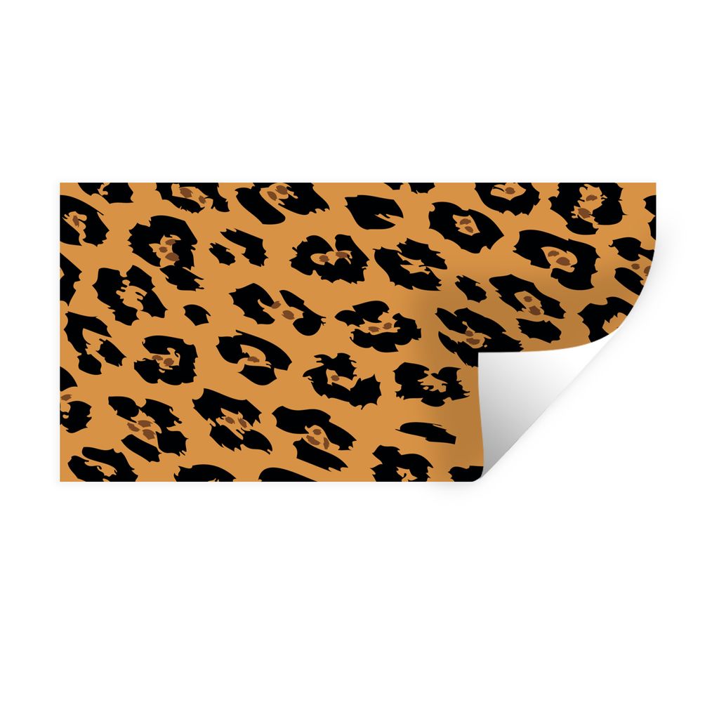 MuchoWow Wandtattoo Wandsticker Wandaufkleber Pantherdruck - Orange - Schwarz 120x60 cm Selbstklebend und Repositionierbar - Sticker - Dekorfolie