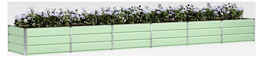 Blumenkästen, grün, 480 x 80 x 45 cm, Stahl, Hochbeet, Pflanzkübel für Blumen und Sukkulenten, Terrasse und Balkon