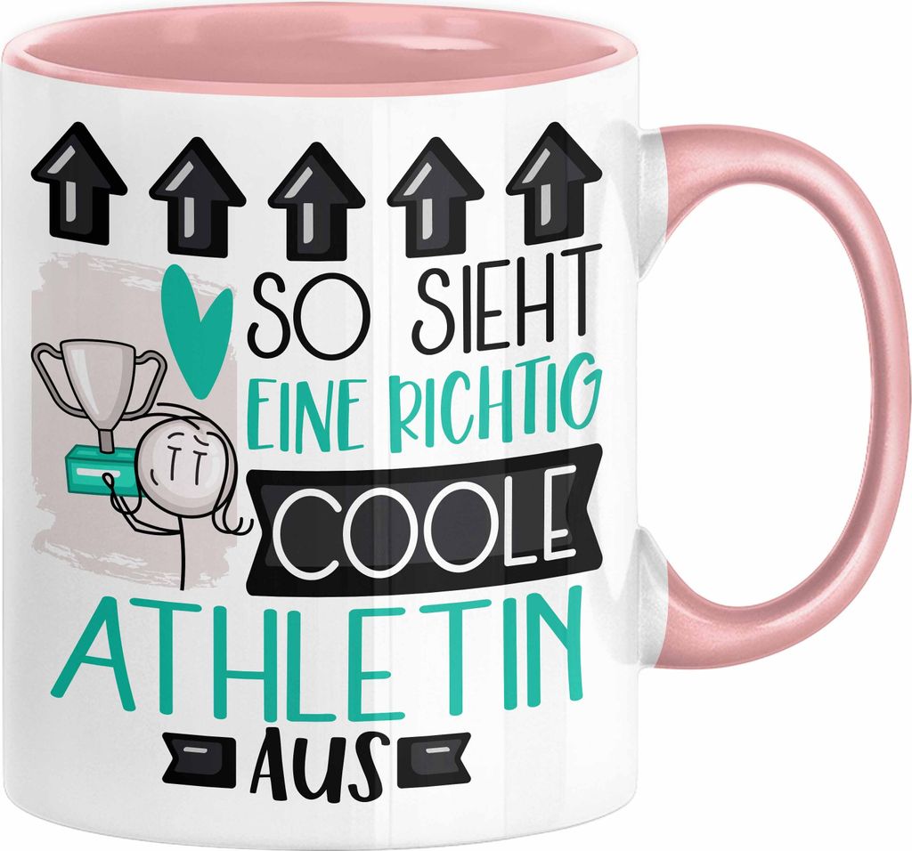 Athletin Geschenk Tasse Lustig Geschenkidee für Athletin Geburtstag So Sieht Eine Richtig Coole Athletin Aus Frauen Spruch (Rosa)