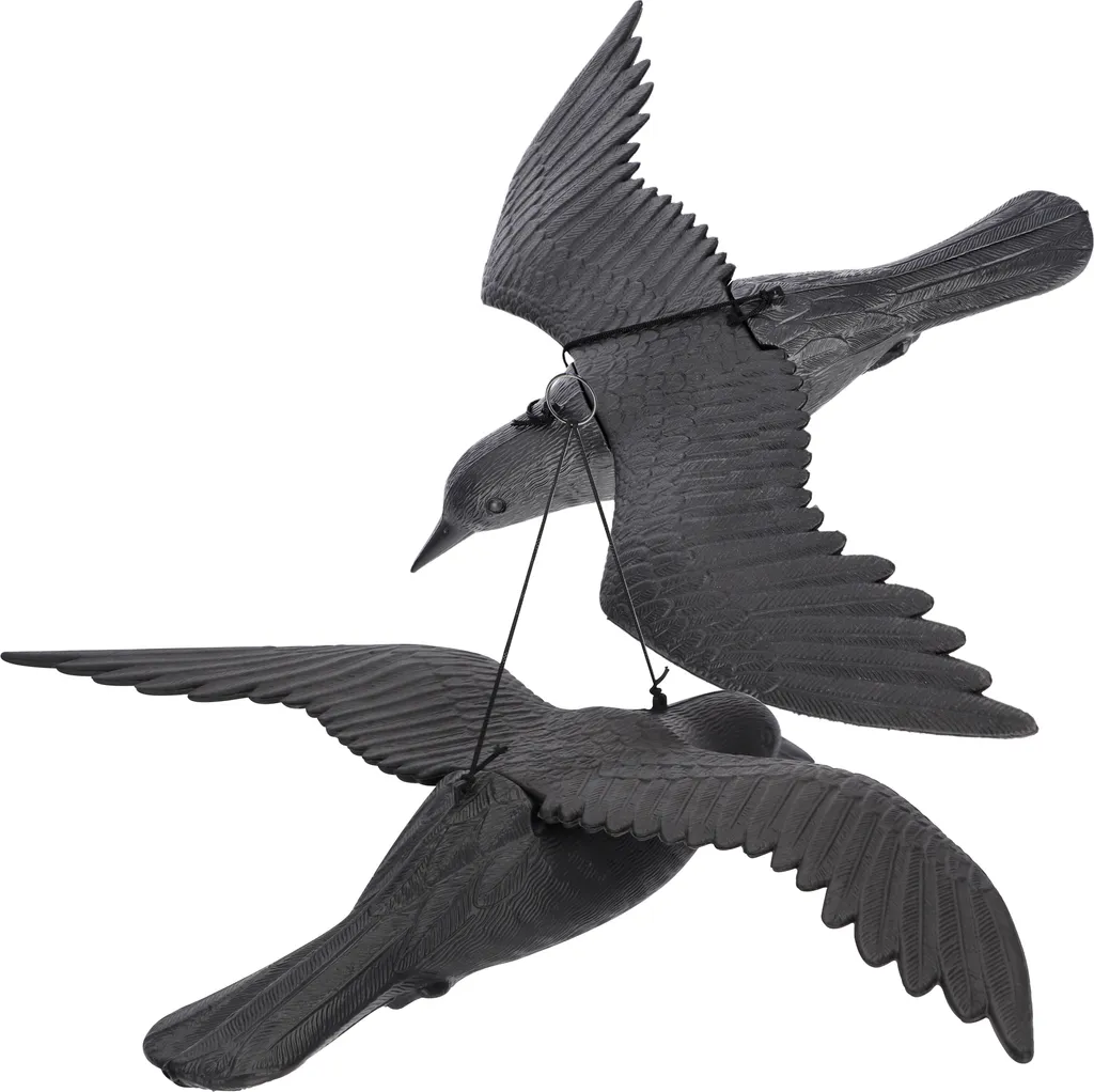 Corbeau Volant Répulsif Oiseaux en Plastique Noir pour Jardin de 56 cm