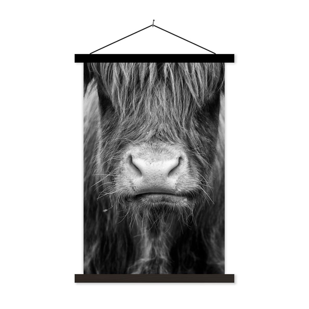 MuchoWow Textilposter Schottischer Highlander - Haare - Tiere 120x180 cm mit schwarzem Rahmen - Fotos