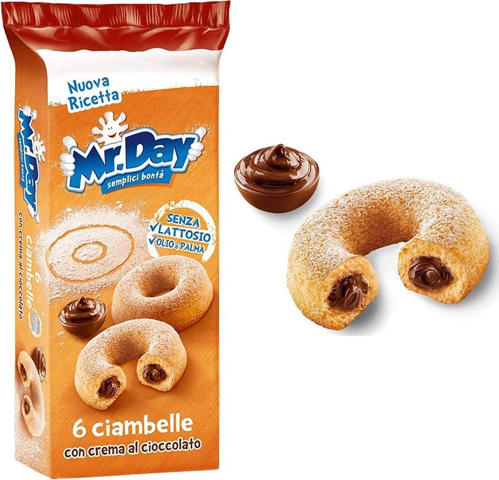6x Vicenzi Mr. Day Ciambelle con crema al cioccolato Donuts Produktbild 