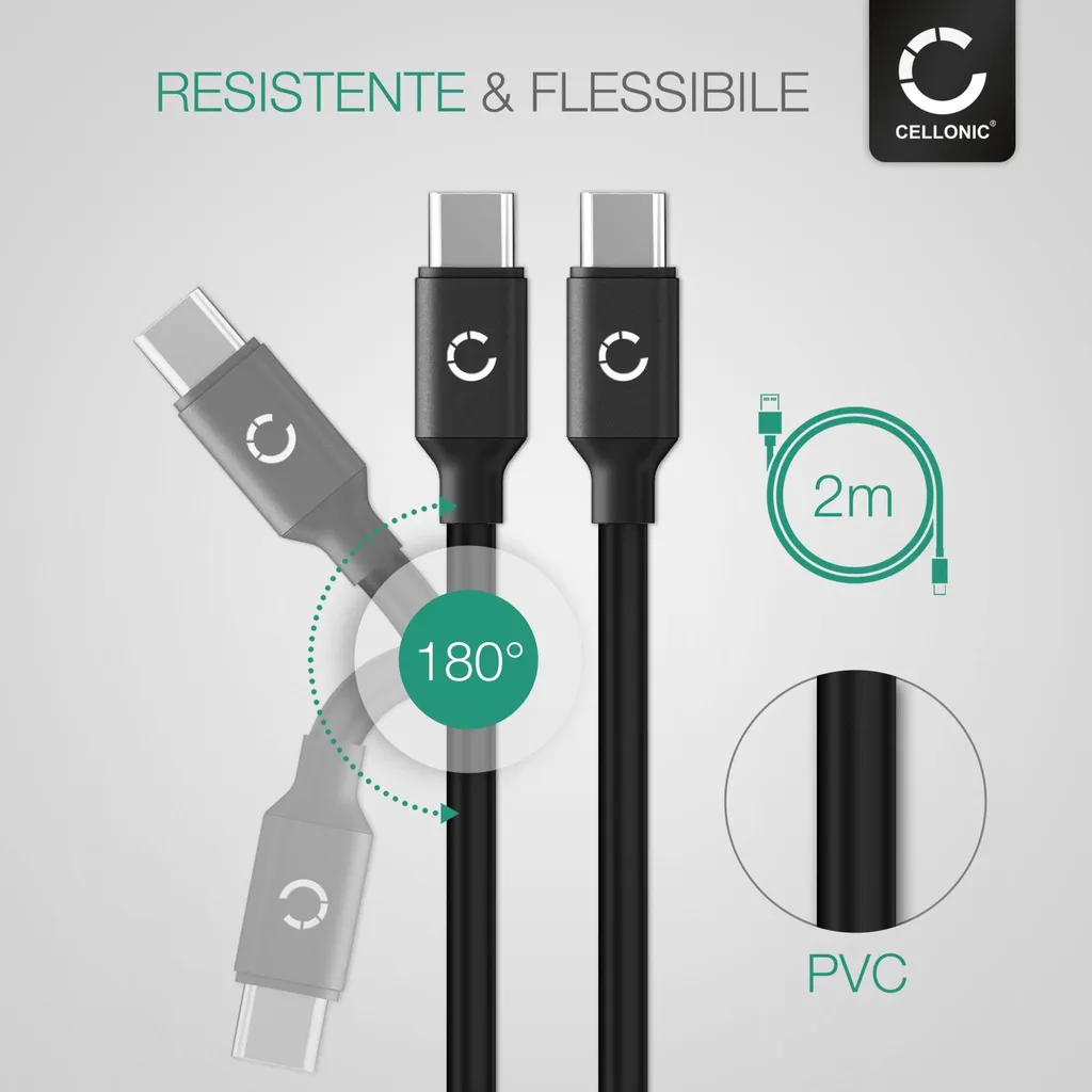 CELLONIC Cavo USB 2m Per Canon EOS E PowerShot - Nylon Intrecciato, Ricarica Rapida 3A E Trasferimento Dati 3.0