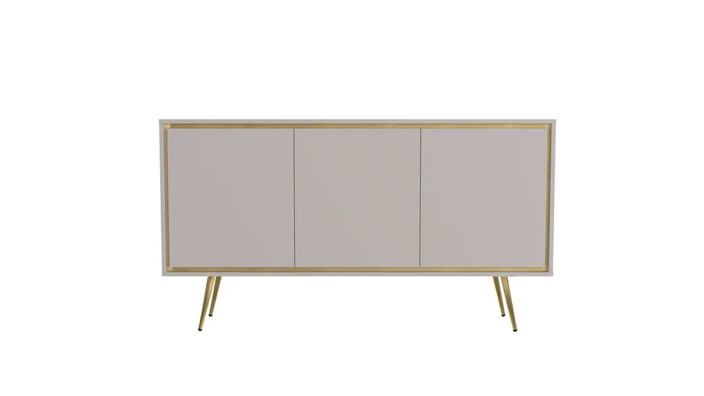 Commode 3 portes ALDANA coloris cachemire - Buffet moderne de salon