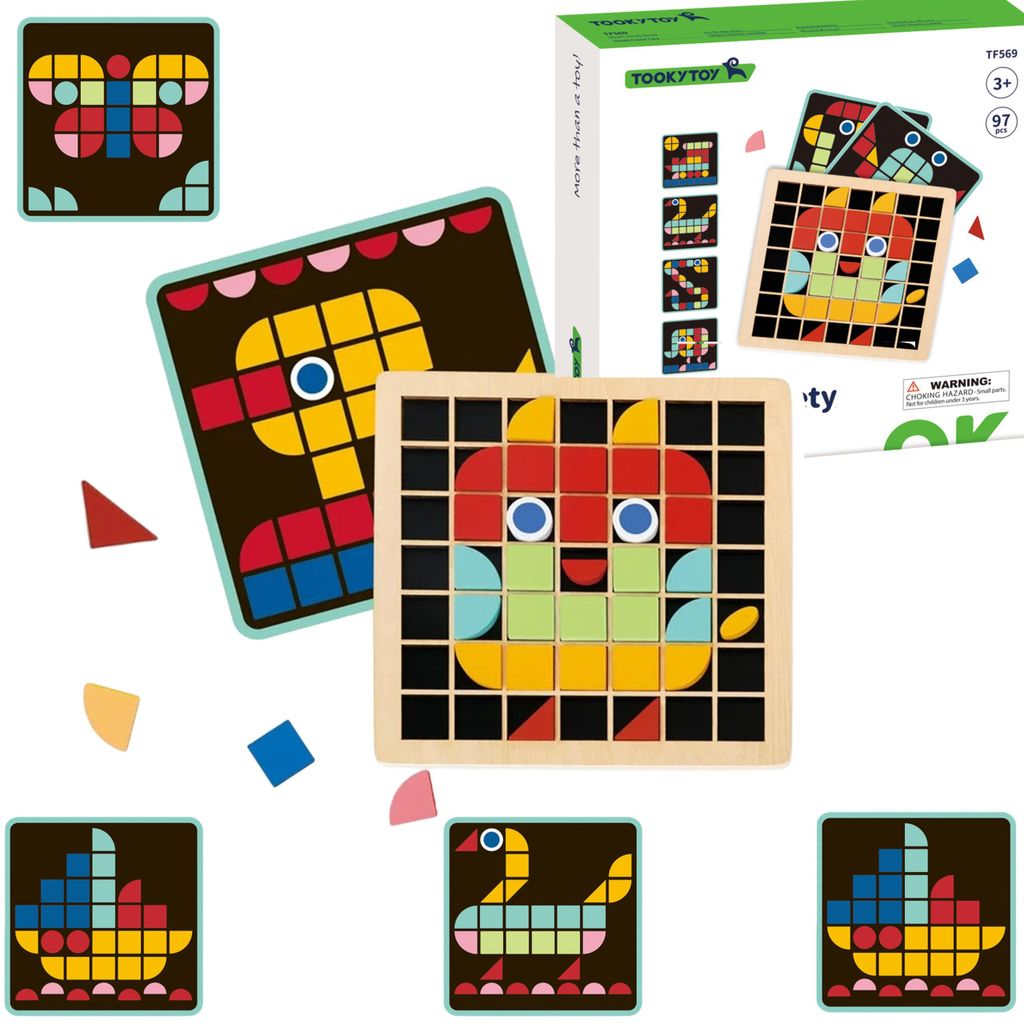 Tooky Toy Holzmosaik Montessori-Puzzle