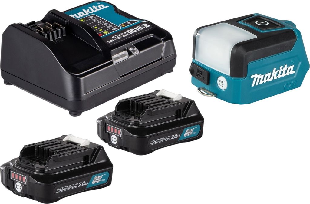 Makita ML 107 DSA Akku Lampe 12 V max. 200 lm LED + 2x Akku 2,0 Ah + Ladegerät