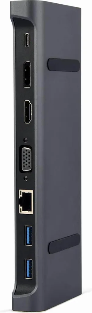 Adaptateur USB-C 9-en-1 pour Télétravail - Hub HDMI DP LAN Gris Gembird