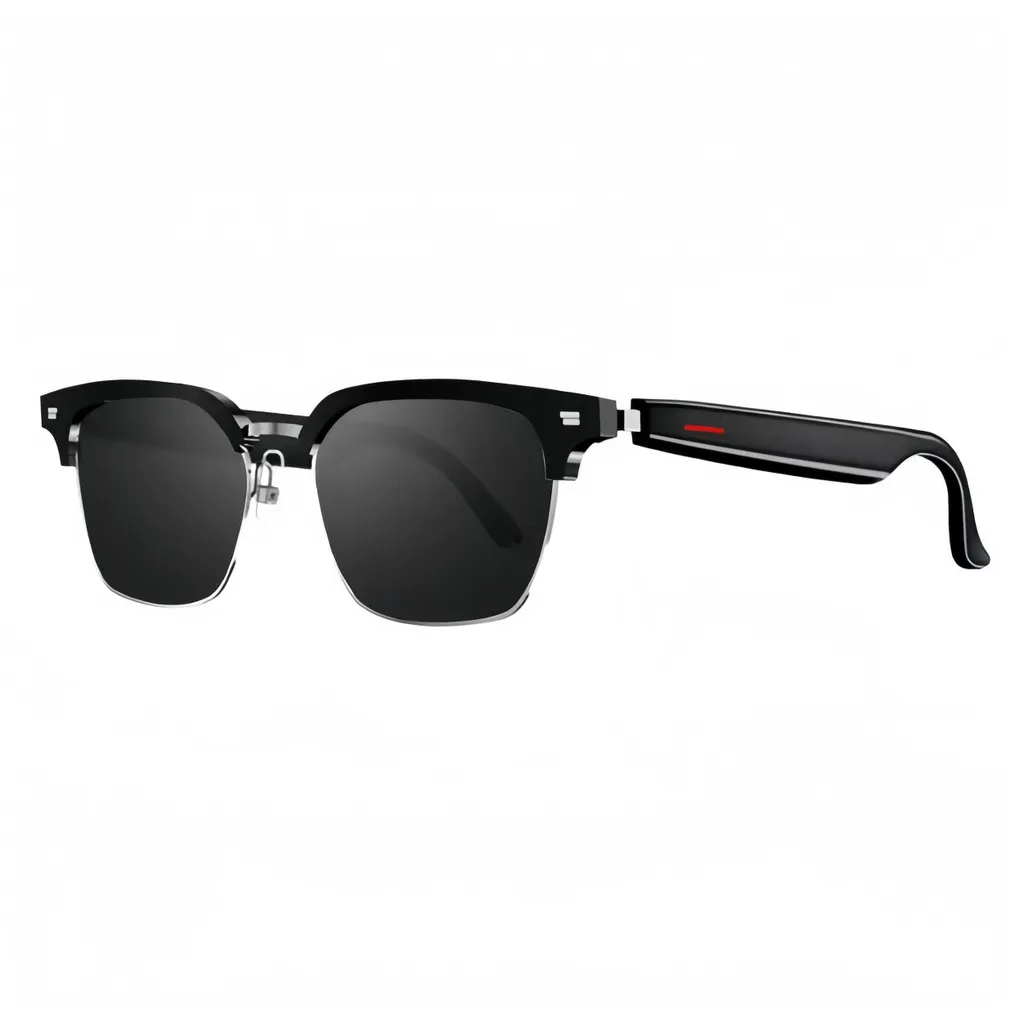 Lunettes de soleil connectées Audio Bluetooth Style Demi-Monture Noir