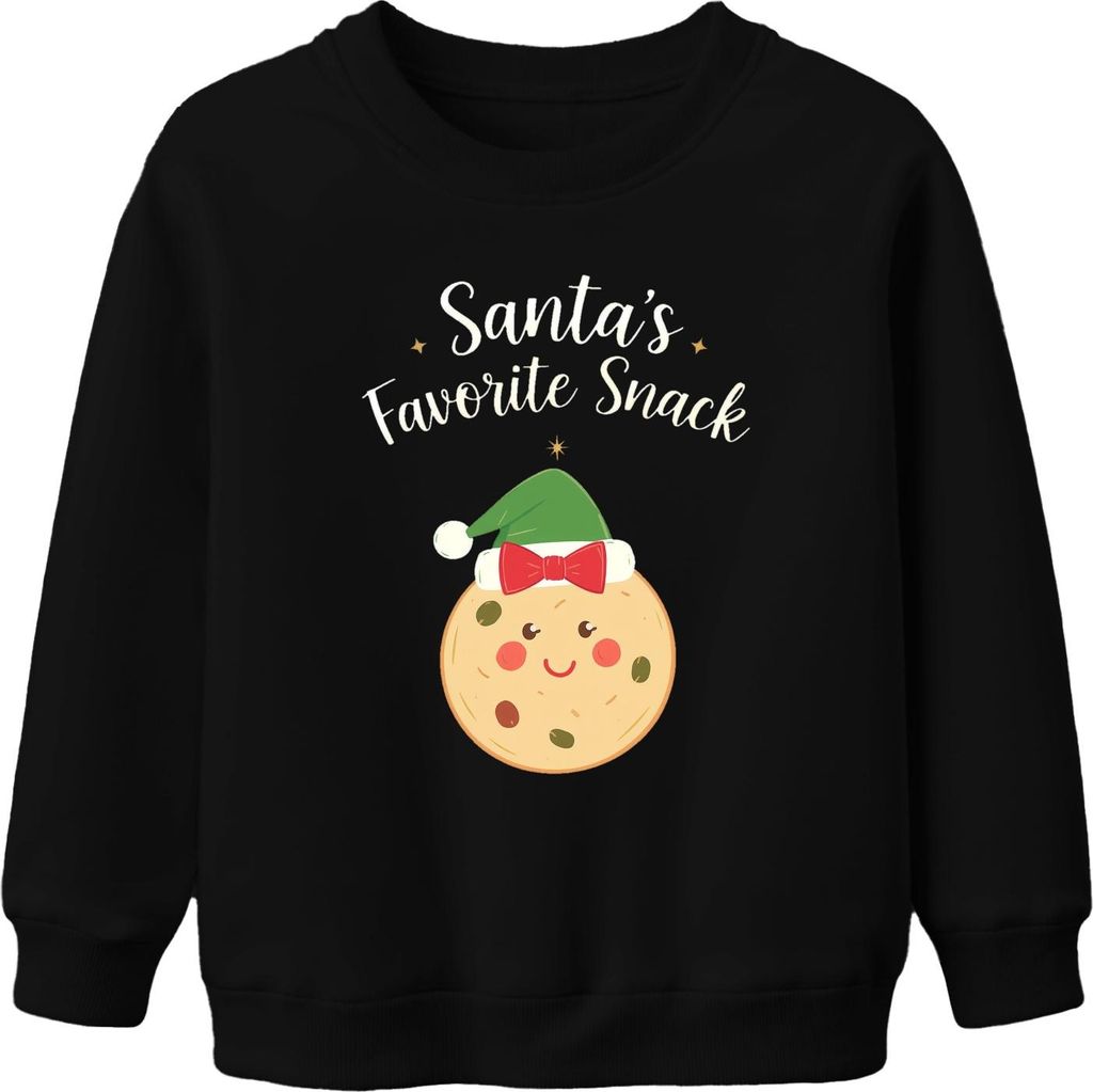 Santa's Favorite Snack Weihnachten Keks Geschenk Lustig niedlich Uni Kinder Sweatshirt Pullover, Schwarz, 116