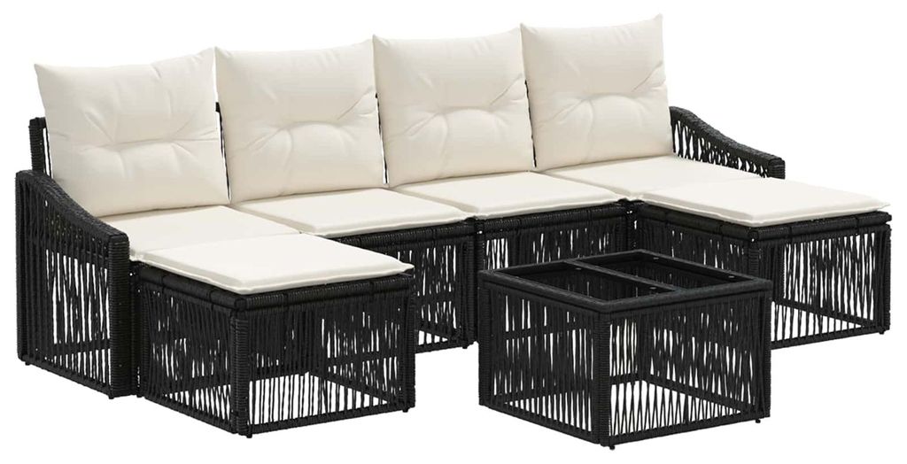 Möbel Gartensofa-set 7 pcs Schwarz Poly-Rattan - Gartenmöbelgarnituren CC1792