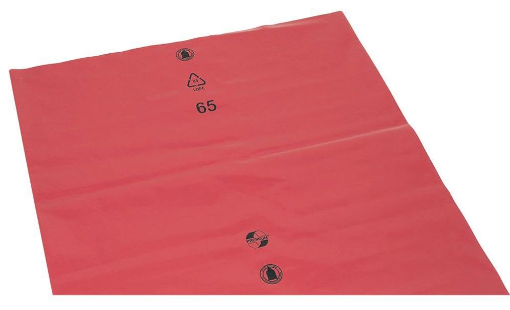 Deiss PREMIUM Müllsäcke rot, Typ 60, 70 Liter, 575 x 1000 Produktbild 