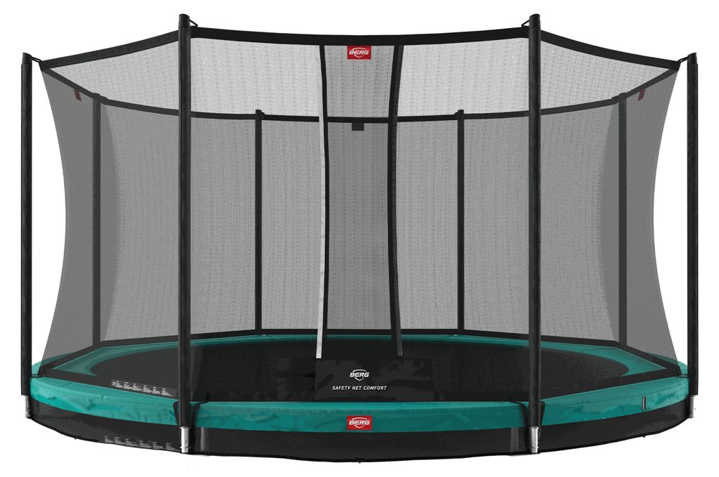 BERG Bodentrampolin Favorit InGround 380 + Sicherheitsnetz Comfort Grün