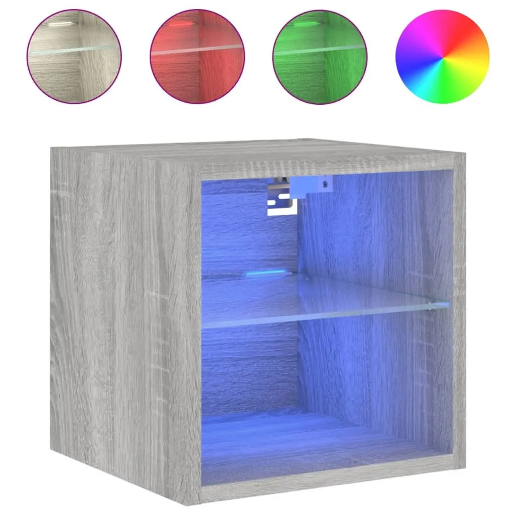 Mobiletto TV Parete SYFAX™ LED Grigio Sonoma 30x30x28,5 - Offerta