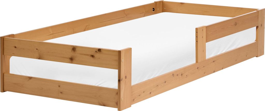 BELIANI Bodenbett für Kinder Braun aus Kiefernholz 90 x 200 cm mit Lattenrost Bettgestell für Kleinkind Kinderzimmer