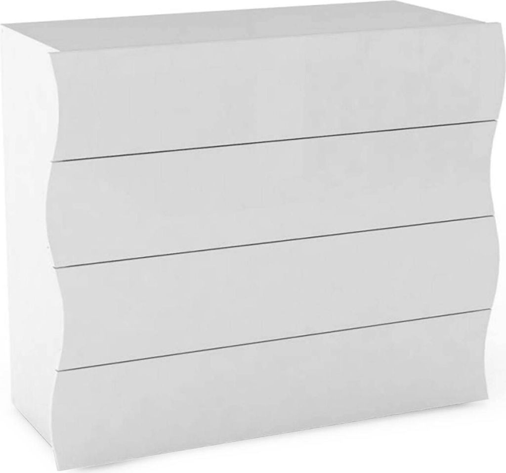 Kommode Mattia, Kommode 4 Schubladen, Kommode für Schlafzimmer, 100% Italy, cm 98x40h82, glänzend weiß